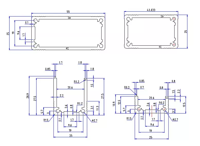 40×25mm Aluminum PCB Enclosure for Electronic Circuit Board